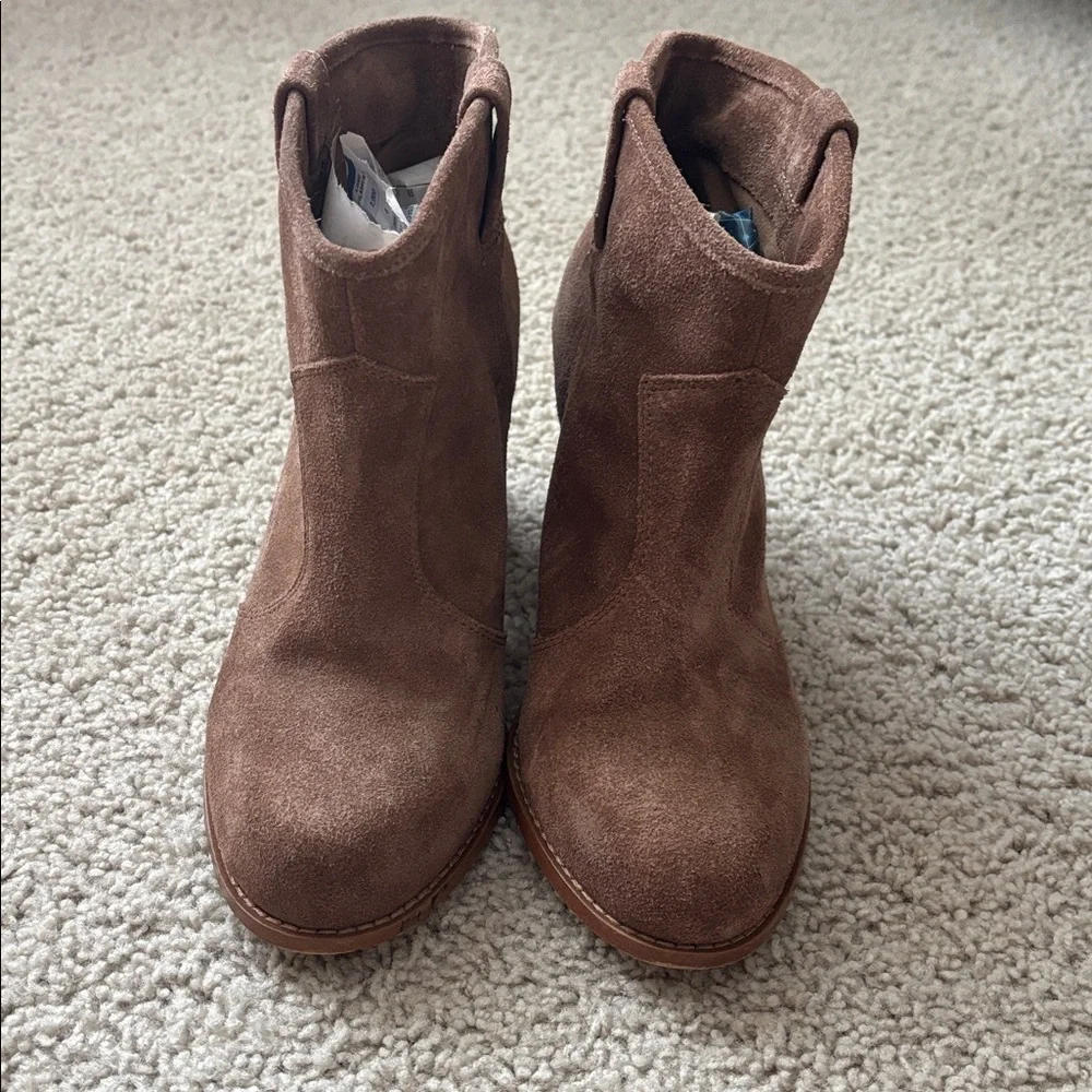 Splendid Lakota Brown Suede Block Heel Ankle Booties- size 9